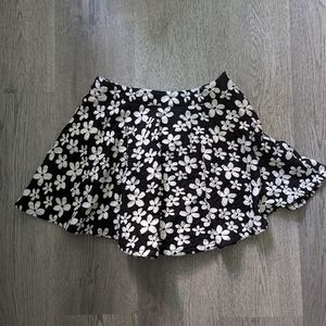 YA Los Angeles Black White Floral Flared Skater Mini Skirt Small